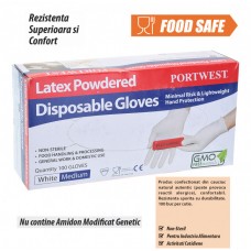MĂNUȘI DE UNICĂ FOLOSINȚĂ LATEX PUDRATE (100 BUCĂȚI)